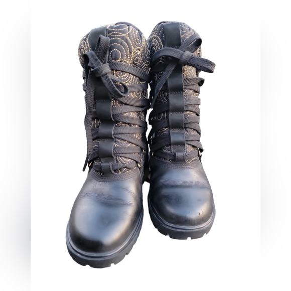 TIMBERLAND Quilted Golden Swirl Leather Lace-Up Boots 6.5 - Picture 10 of 16